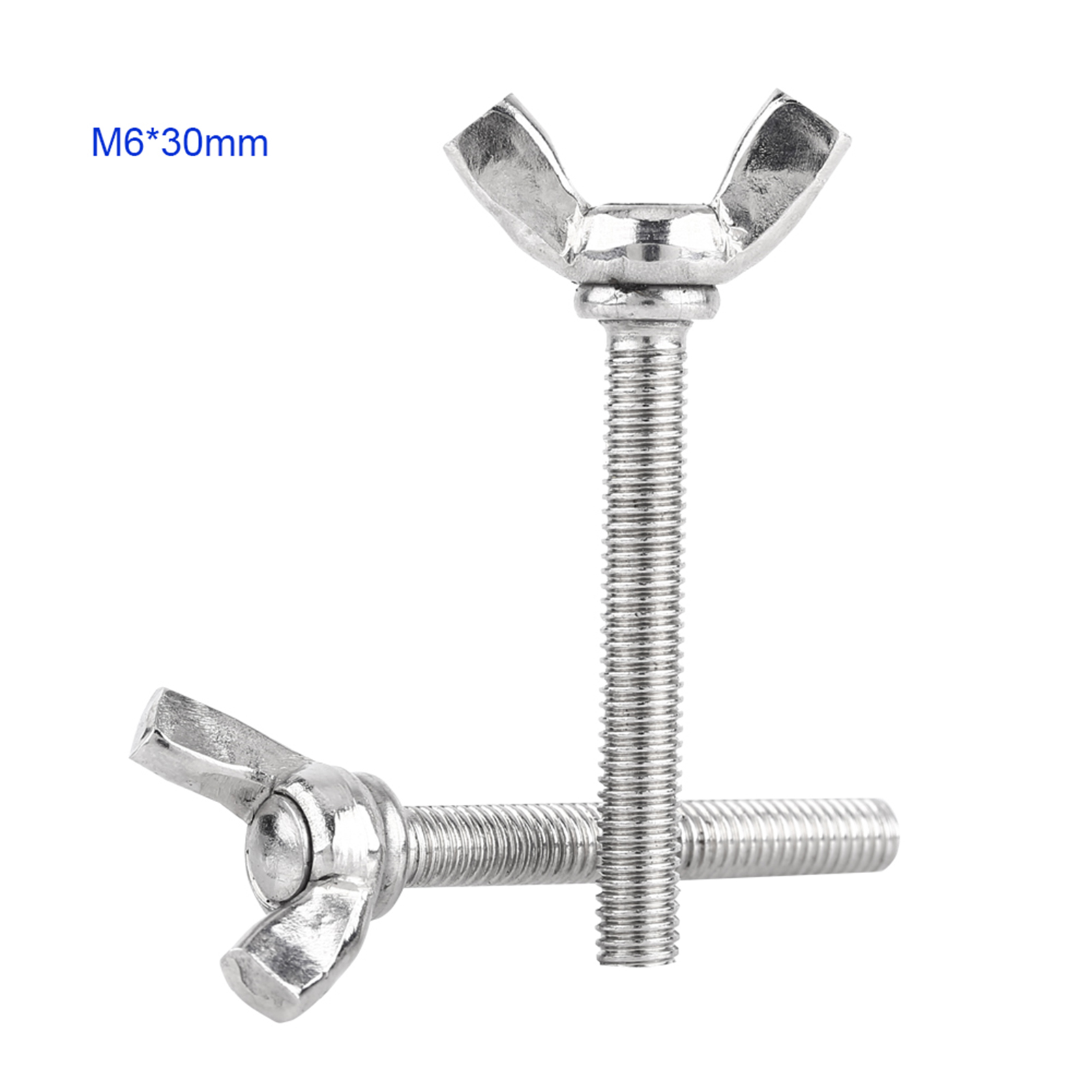 Satz Mit 5 M6 Flügelschrauben, Silberfarben, Edelstahl 304, Din 316 Flügelbolzen M6x30