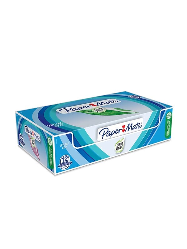 LIQUID PAPER Paper Mate Liquid Paper DryLine Grip-Korrekturband, sortierte Farben, 12er-Box