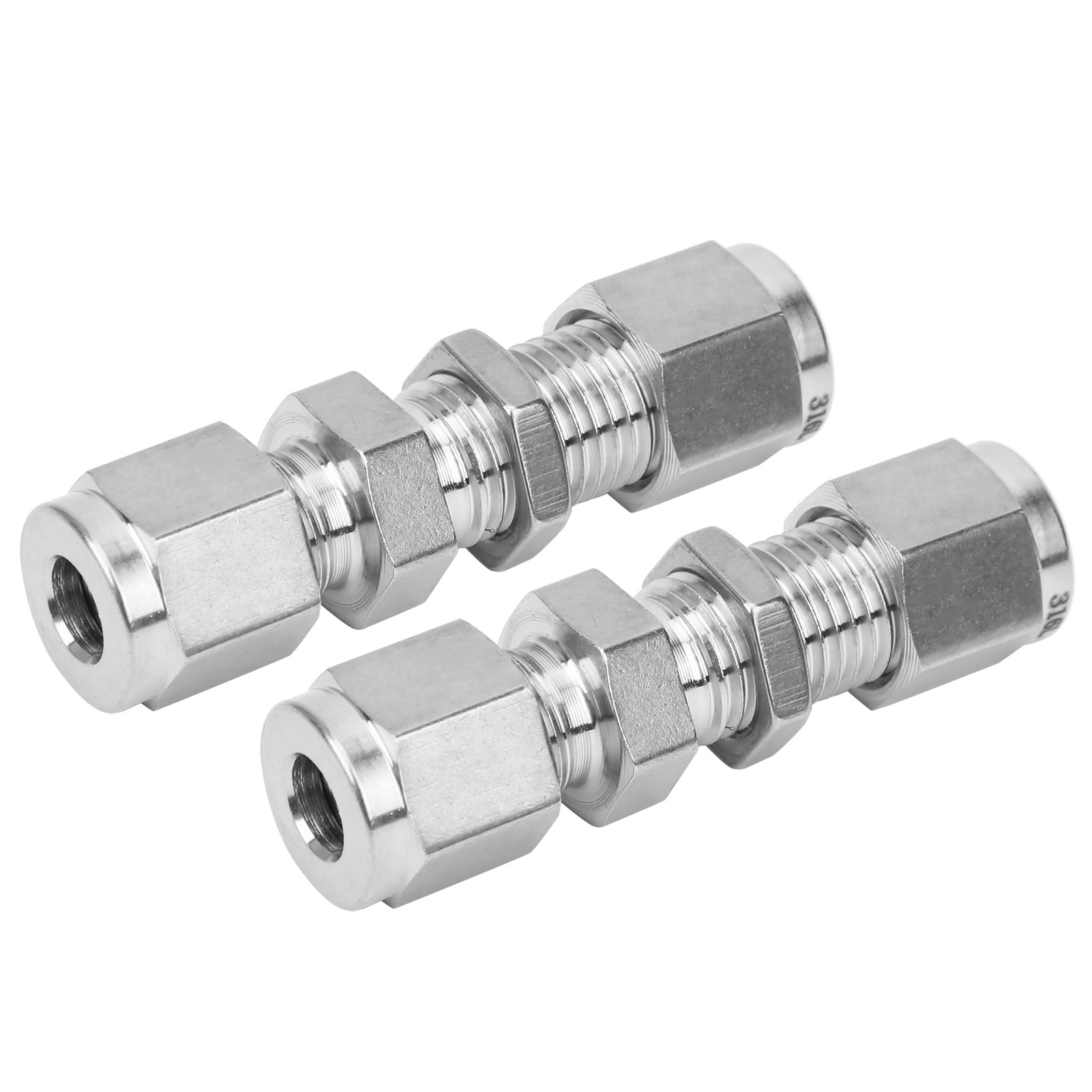 Zweiteilige Schottverschraubung, Edelstahl 316, Doppelklemmring, Verschleißplatte, Adapterdichtung, Ø 1/4 Zoll, Leckagefreie Rohrverbindung