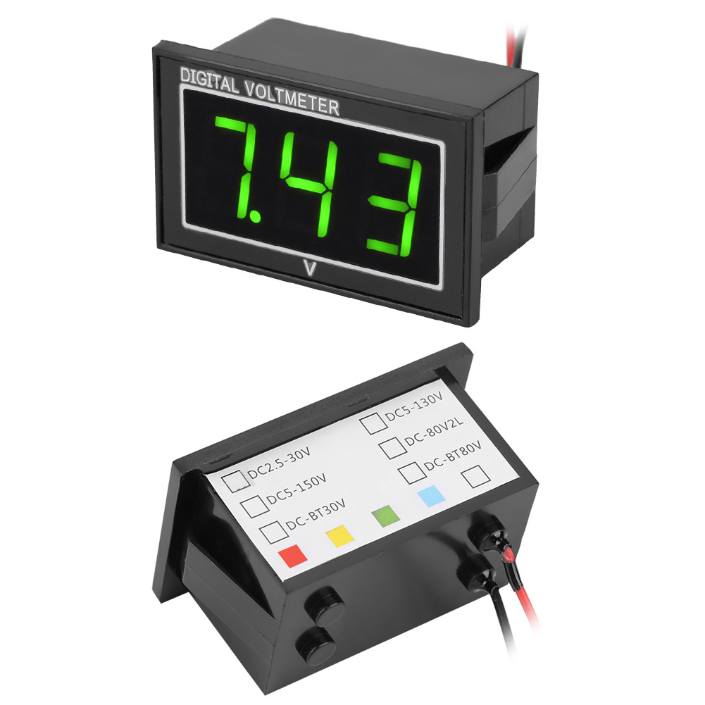 0,56″ Wasserdichtes Led-digitalvoltmeter, Dc 5-130v Spannungsmessfeld, Grüne Anzeige, Integriertes Voltmeter