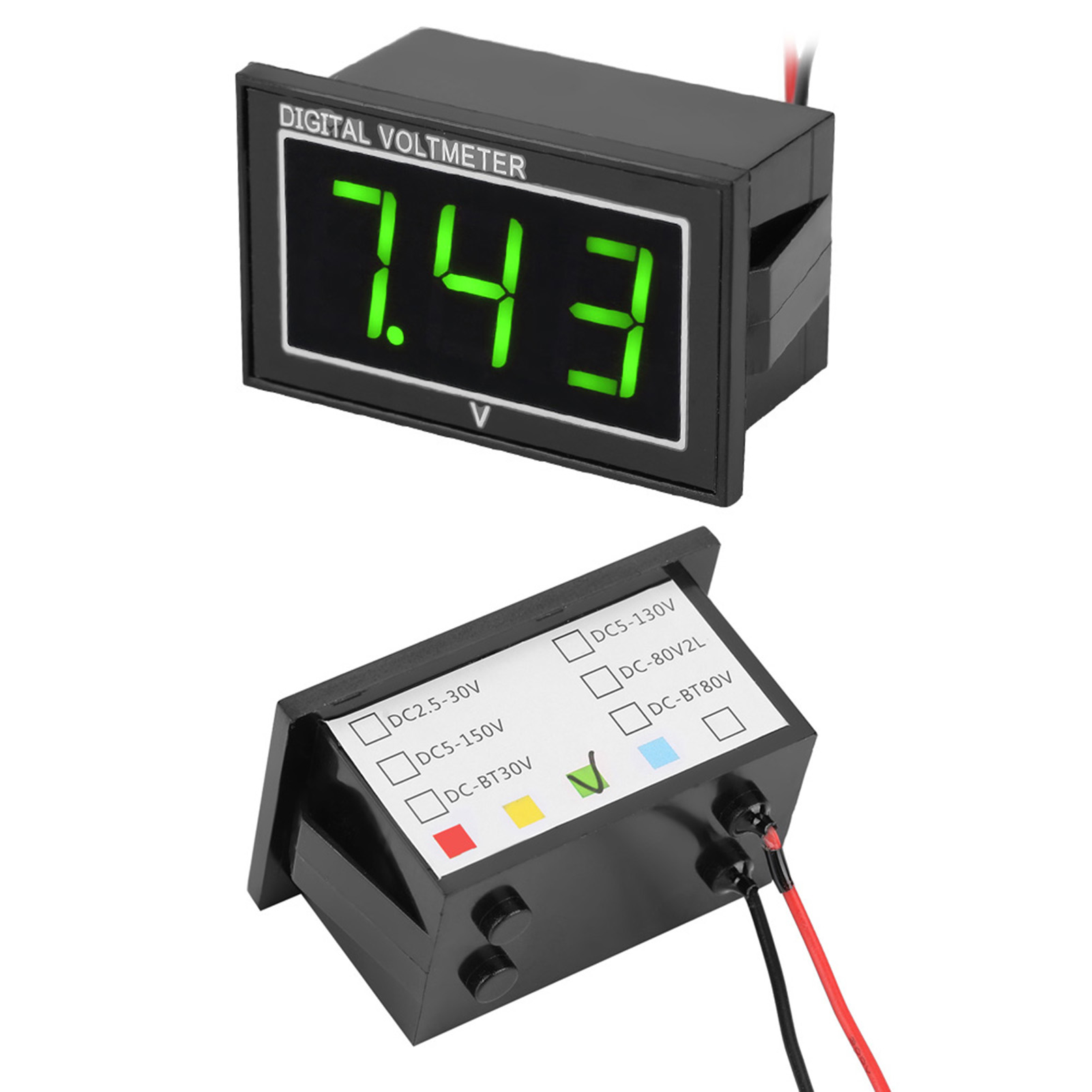0,56″ Wasserdichtes Led-digitalvoltmeter, Gleichspannungsmessfeld 2,5–30 V, Grünes Display, Präzisionsvoltmeter