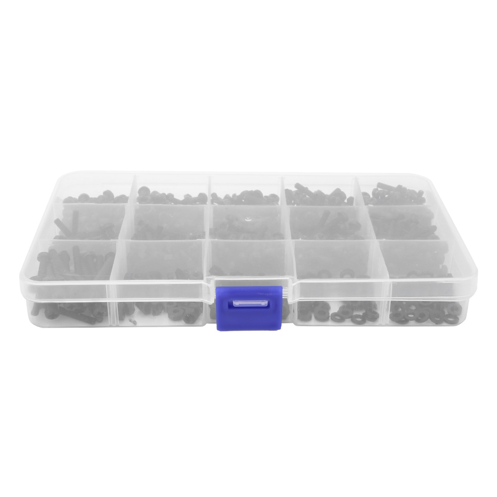 Packung Mit 600 M3-nylonschrauben (5–25 Mm) Mit Kreuzschlitzkopf, Unterlegscheiben Und Muttern, Schwarz