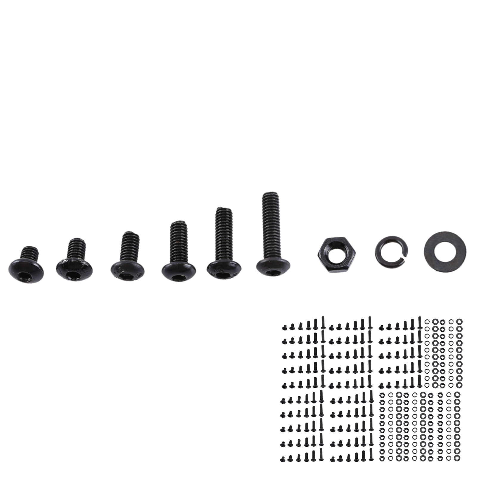 Schwarze M3-innensechskantschrauben Aus Legiertem Stahl, Sortiment An Linsenkopfschrauben, Sechskantmuttern Und Unterlegscheiben