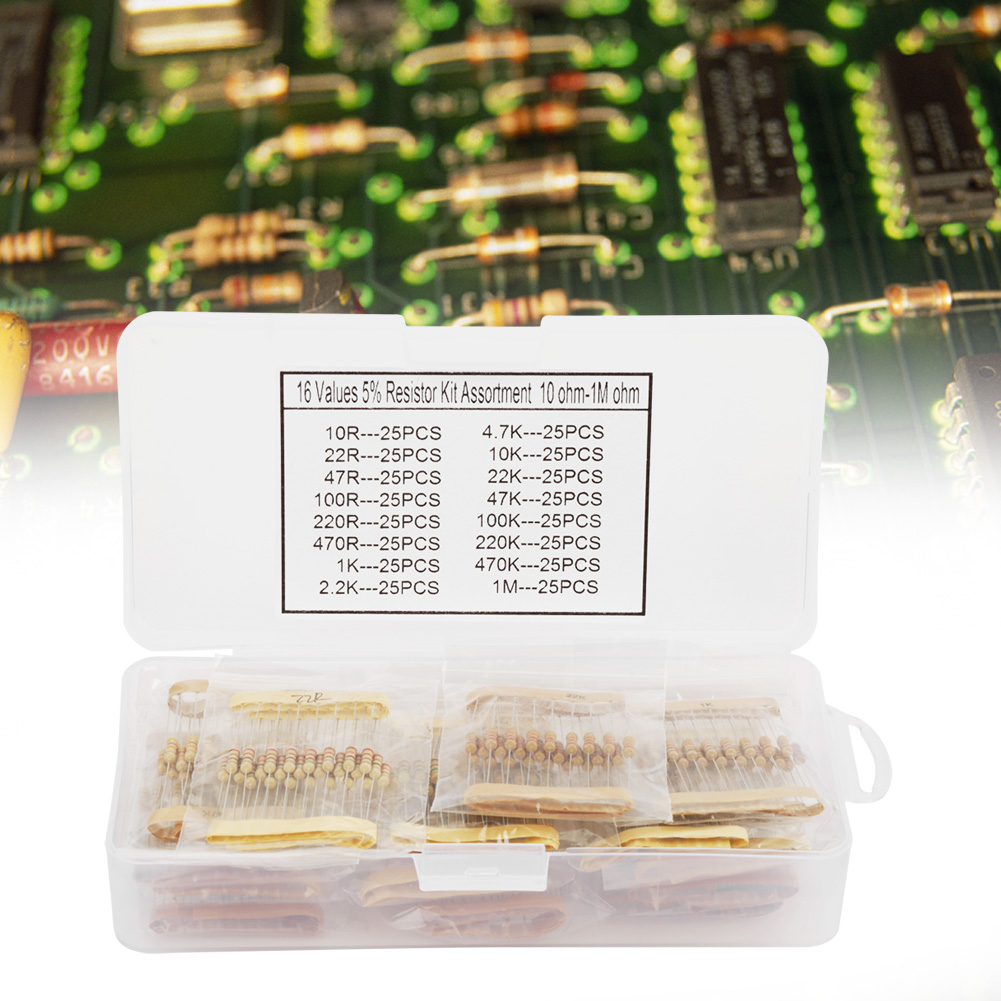 Packung Mit 400 Kohlewiderständen, 1/2 W, 16 Werte, 10 Ω–1 Mω, Sortiment, Komponentenset