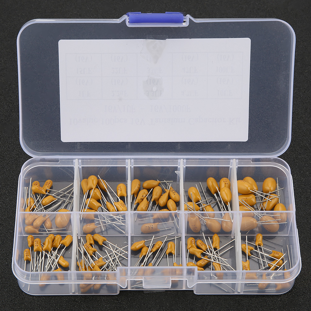 100-teiliges Set, 10 Werte, 16 V, 1 Μf Bis 100 Μf, Sortierte Tantal-kondensatoren Mit Box
