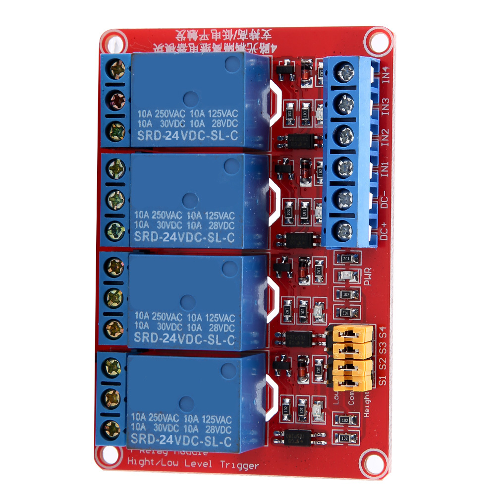 4-kanal-optokoppler-relaismodul 5 V/12 V/24 V (24 V) High- Und Low-triggerung