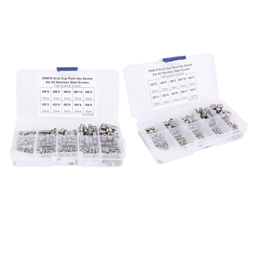 Innensechskantschrauben Aus Edelstahl, Konische Spitze, Packung Mit 200 Stück, Größen M3/m4/m5/m6/m8, Für Präzisionsinstrumente Und Feinjustierungen.