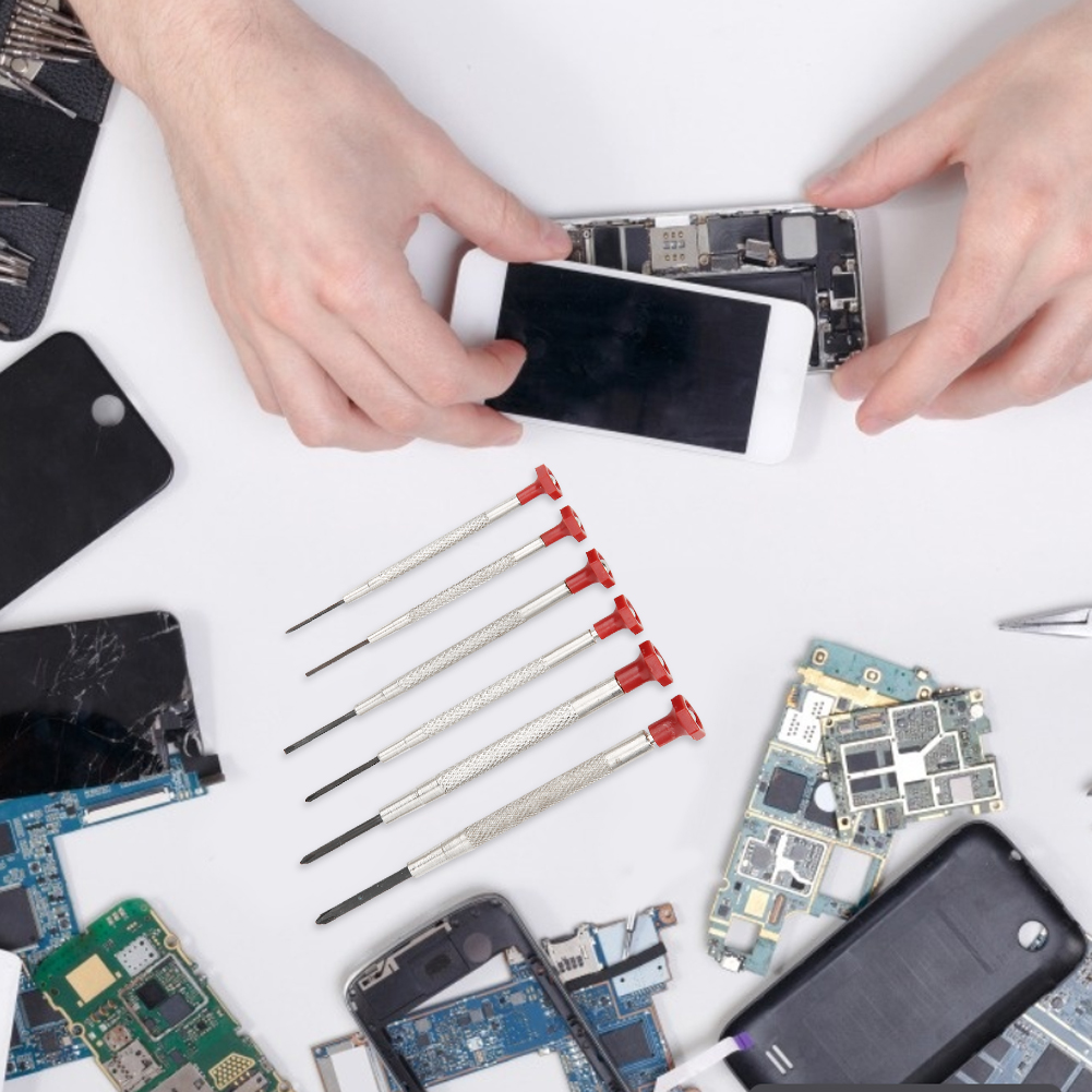 Set Mit 6 Präzisionsschraubendrehern Mit Schlitz- Und Kreuzschlitzbits Zur Reparatur Von Mobiltelefonen, Uhren Und Weckern – Elektronik-wartungswerkzeug