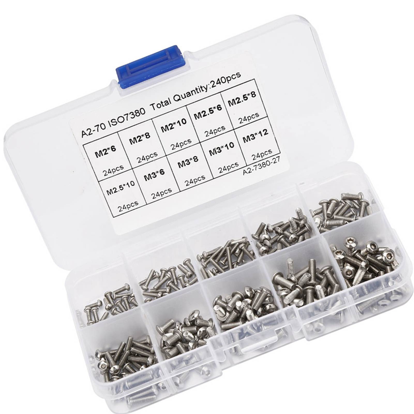 Packung Mit 240 Innensechskantschrauben M2 M2.5 M3, Längen 6-12 Mm, Sortiment An Bits, Präzise Befestigung.