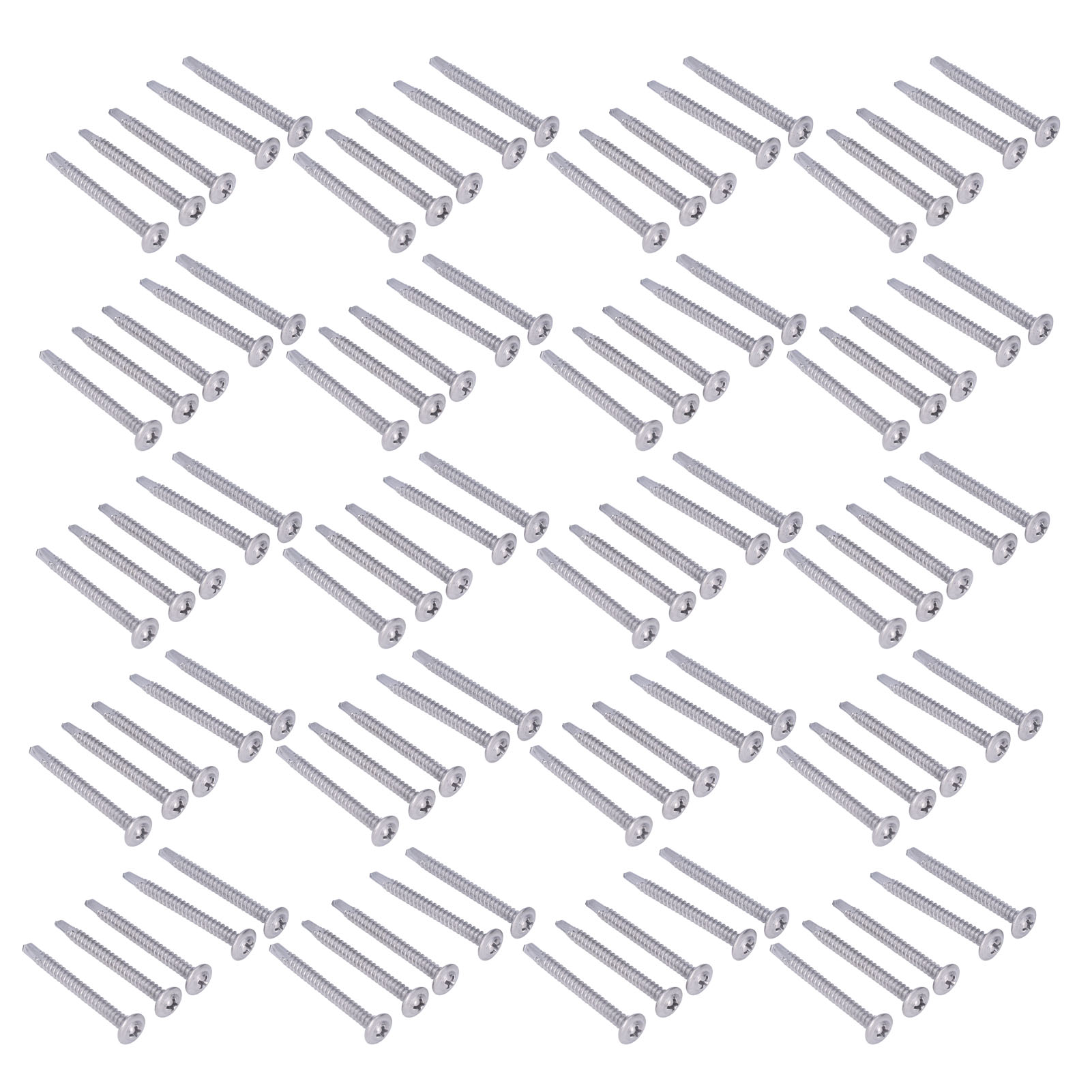 100 Selbstbohrende Holzschrauben Mit Senkkopf Und Unterlegscheibe, Befestigungsschrauben Aus Edelstahl 410, Abmessungen 4,8 X 50 Mm, Packung Mit 100 Stück