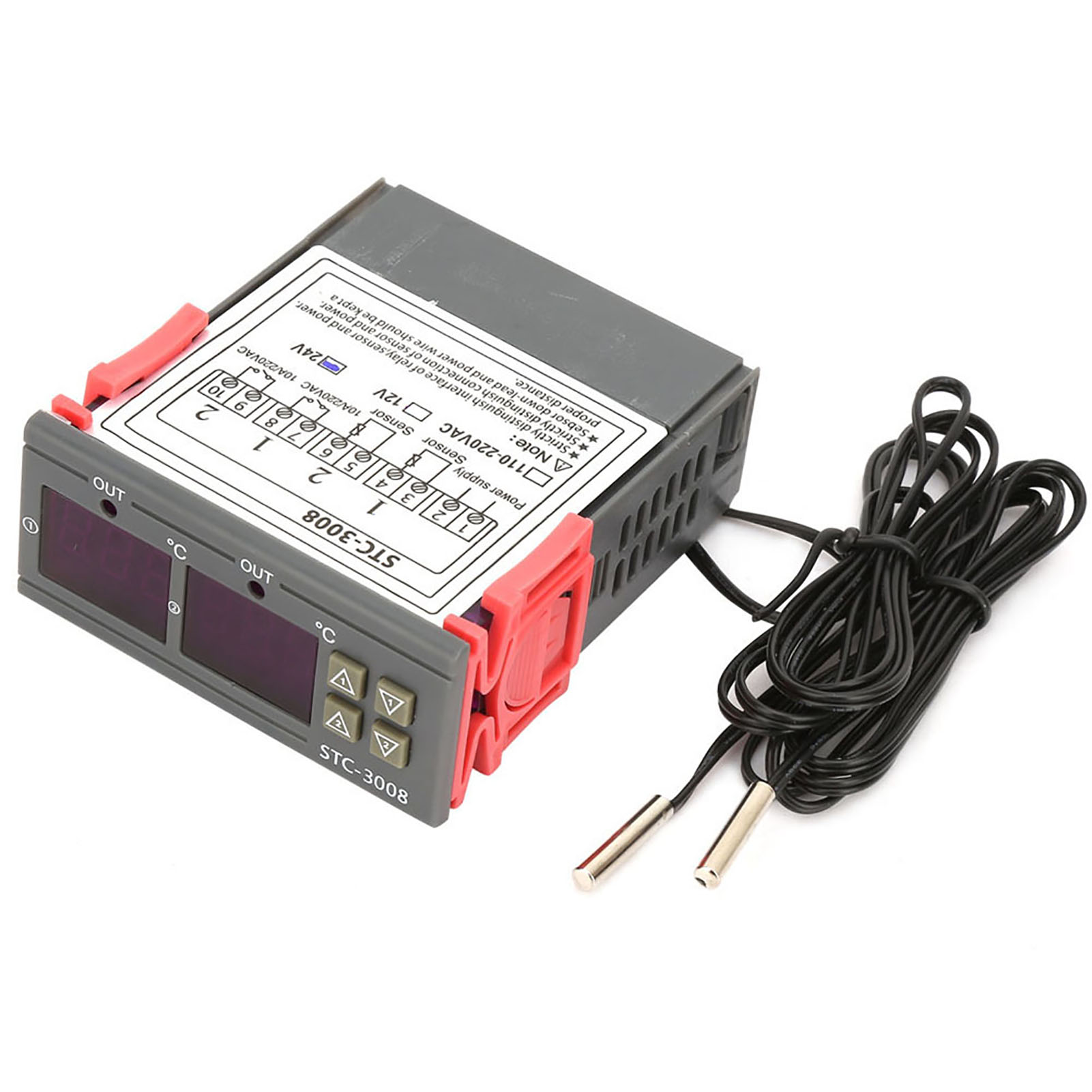 Stc-3008 Digitalthermostat Mit Zwei Displays, Zwei Ntc-sonden Und 24-v-temperaturregler (dc)