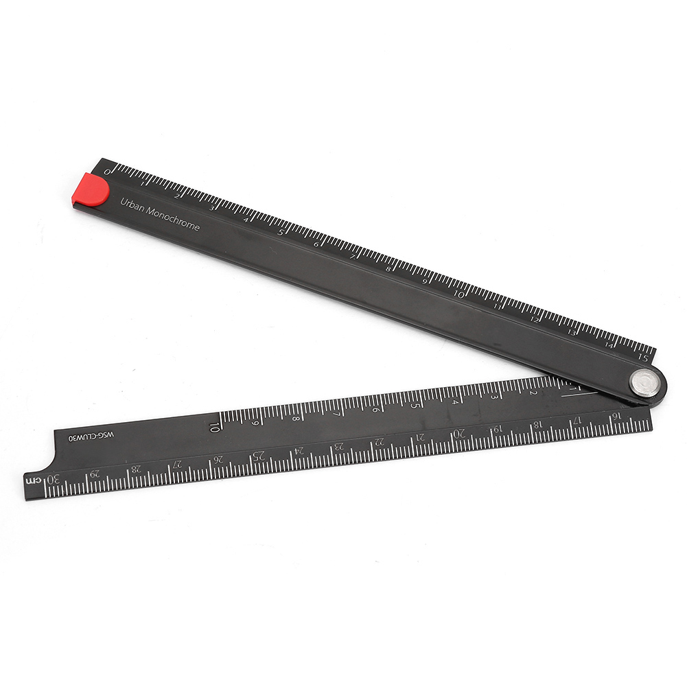 Klappbarer Lineal Aus Aluminiumlegierung 0-300 Mm, 90°-metallwinkel Für Bürozwecke, Kompaktes Messlineal