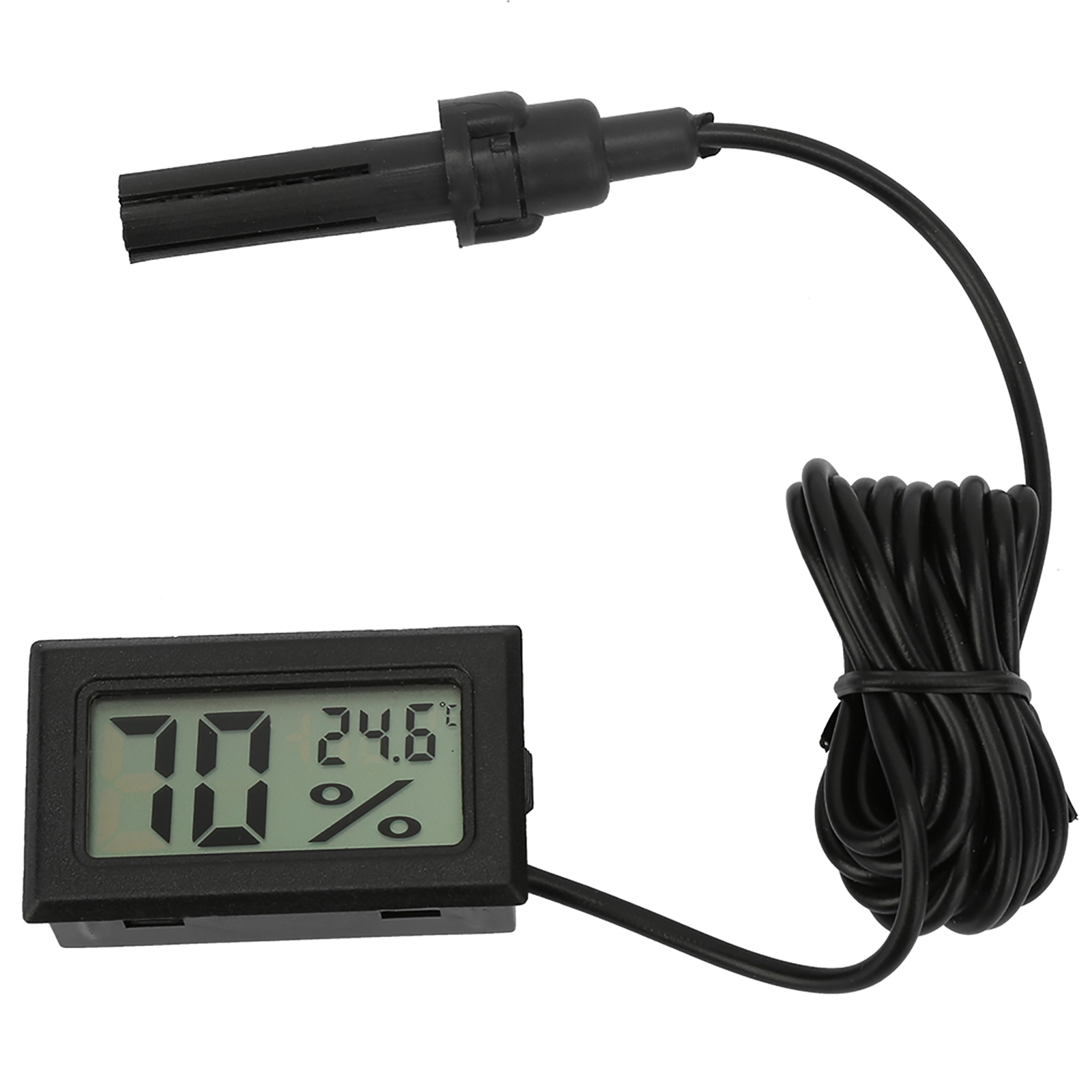 Quadratisches Digitalthermometer Mit Sonde Und 1,5 M Kabel, Temperatur- Und Hygrometer, Digitalanzeige, Schwarz