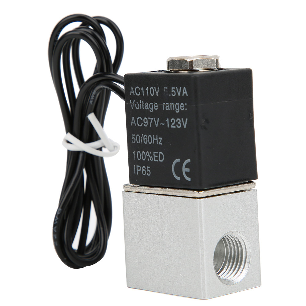 Schnellwirkendes 2/2-wege-magnetventil Für Wasser, Luft Und Öl, Gehäuse Aus Aluminiumlegierung, 110 V Gleichstrom, G1/4-zoll-anschluss
