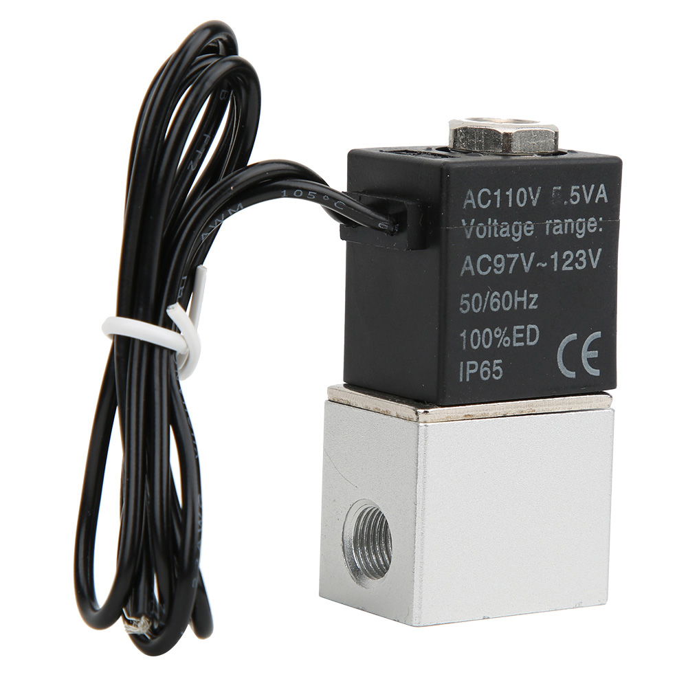 Schnell Ansprechendes 2/2-wege-magnetventil Für Wasser, Luft Und Öl, Gehäuse Aus Aluminiumlegierung, 110 V Gleichstrom, G1/8-zoll-anschluss
