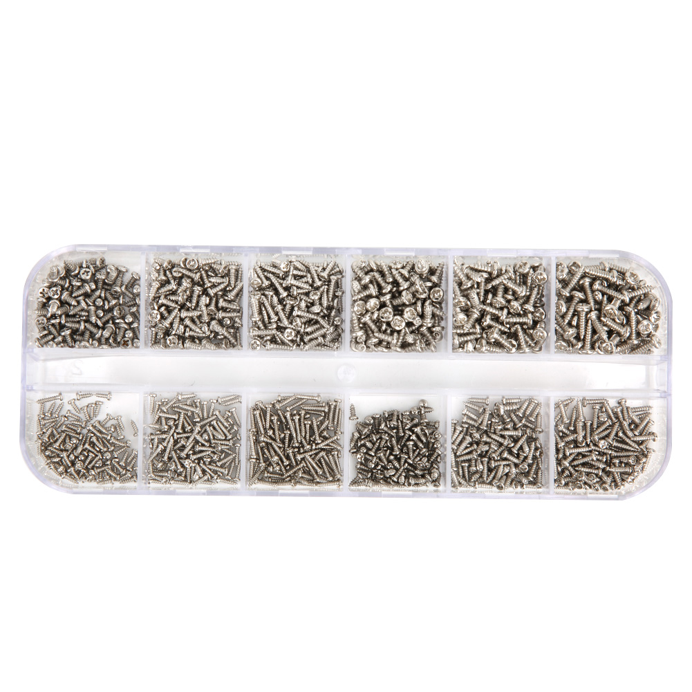 1200 Stück Selbstschneidende Schrauben, Rundkopf, Phillips, Kohlenstoffstahl, Silber/schwarz, Beschläge, M1, M1,2, M1,4, M1,7 (schachtel Mit 1200 Silbernen Schrauben Typ A)