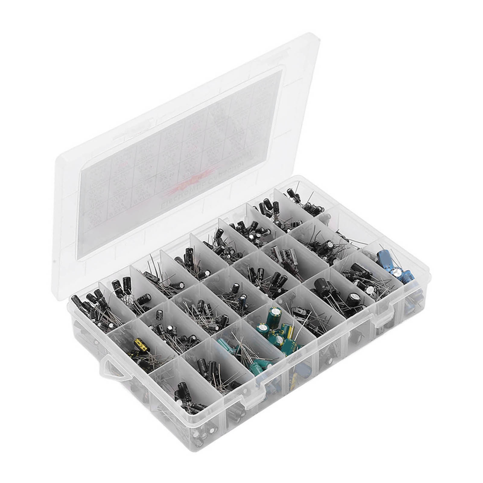 630-teiliges Set Aus Aluminium-elektrolytkondensatoren, 24 Werte Von 0,1 Μf Bis 1000 Μf, Aufbewahrungsbox Für Elektronik-bastelprojekte