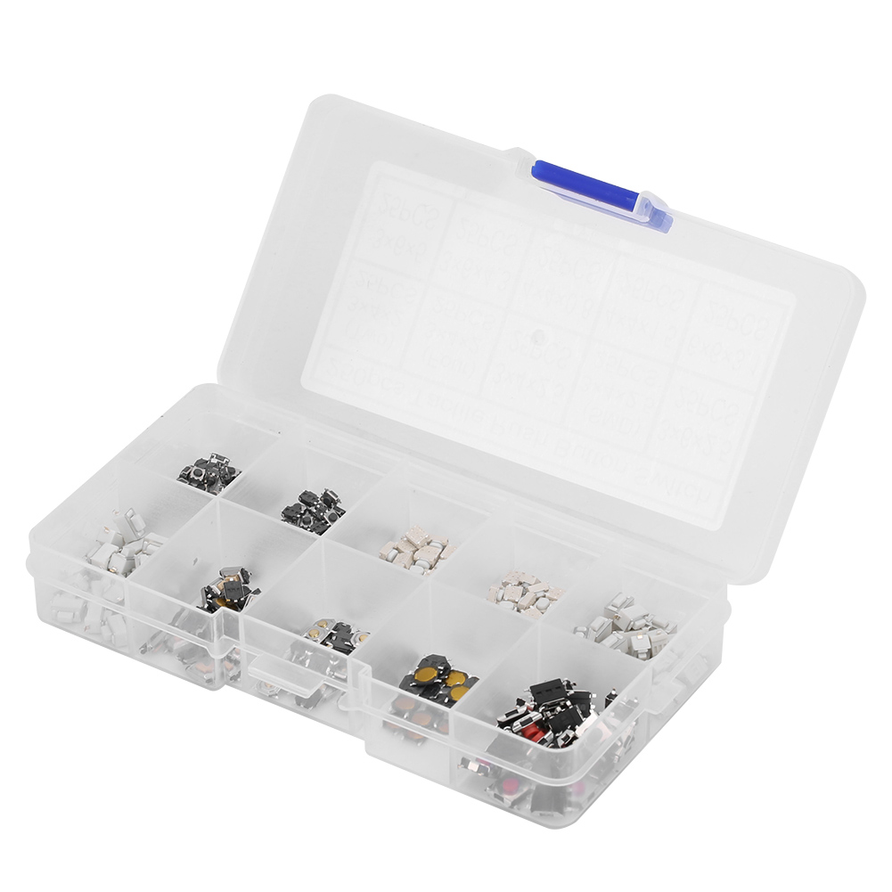 Set Mit 250 Momenttastern Und 10 Verschiedenen Drucktastern Für Elektronikprojekte