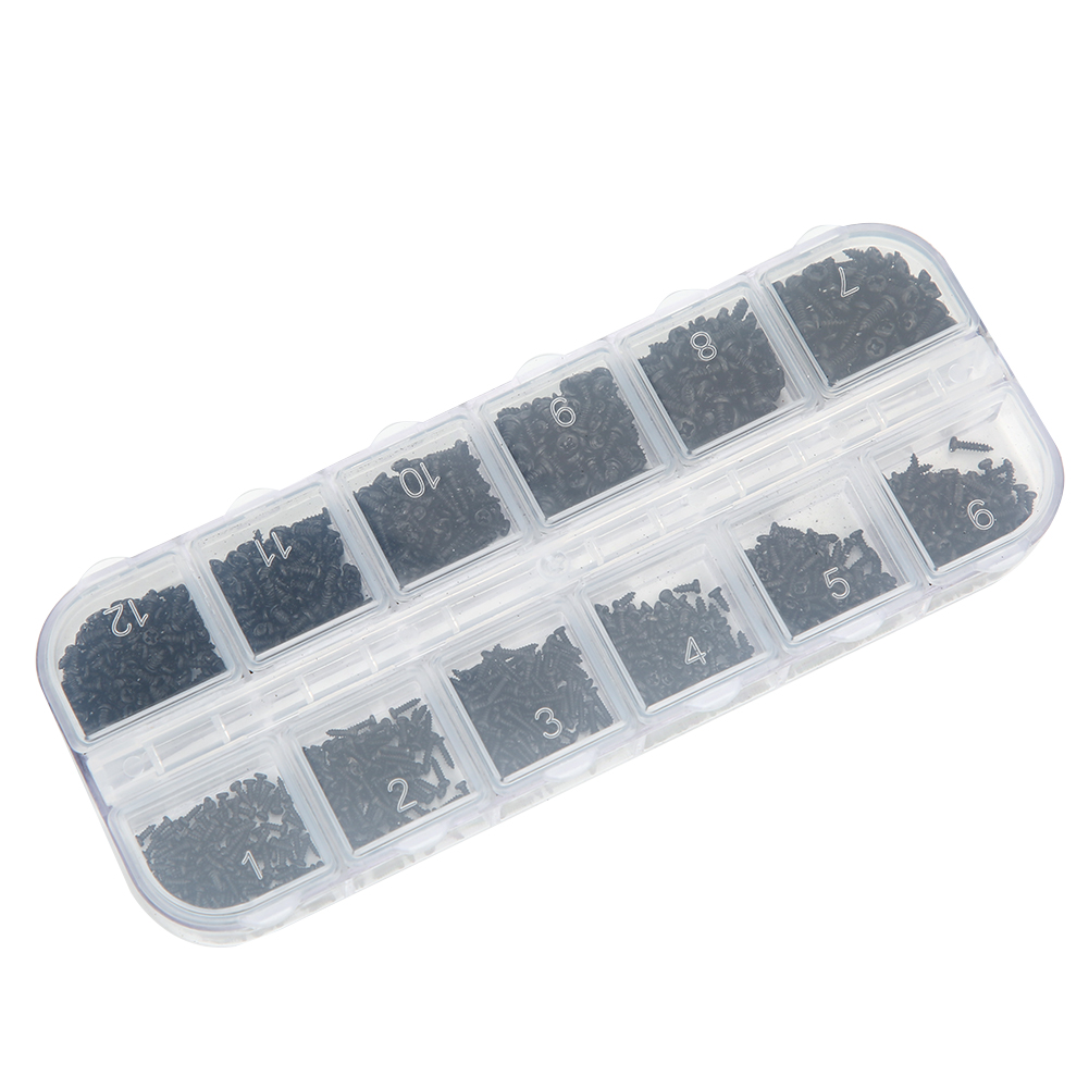 Selbstbohrende Holzschrauben, 1200 Stück, Rundkopf, Phillips, Silber, Schwarz, Kohlenstoffstahl, M1, M1.2, M1.4, M1.7 (packung Mit 1200 Schwarzen Schrauben, Typ B-gehäuse)