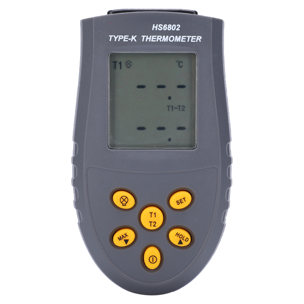 Hs6802 Zweikanal-digitalthermometer, Lcd-bildschirm, Präzise Temperaturmessung, Steuergerät Für Labor- Und Industrieanwendungen, Hochpräzise Digitale Anzeige