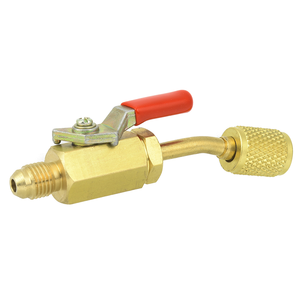 1/4-zoll-kugelhahn Mit Handbedienung, Gewölbtes Messing, R12/r134a/r410a, Für Kälteanlagen (rot)