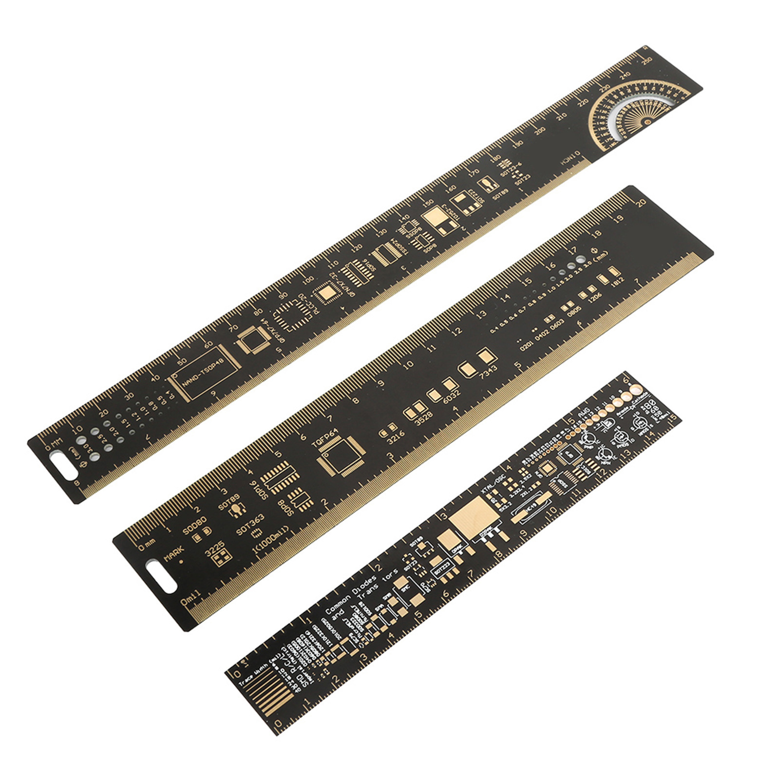 3-teiliges Multifunktions-leiterplattenlineal, 6,3/7,87/10,23 Zoll, Für Elektronikingenieure