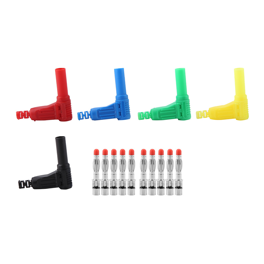 Packung Mit 10 P3014 4mm Sicherheitsgeschirmte Rechtwinklige Bananenstecker Für Kabel