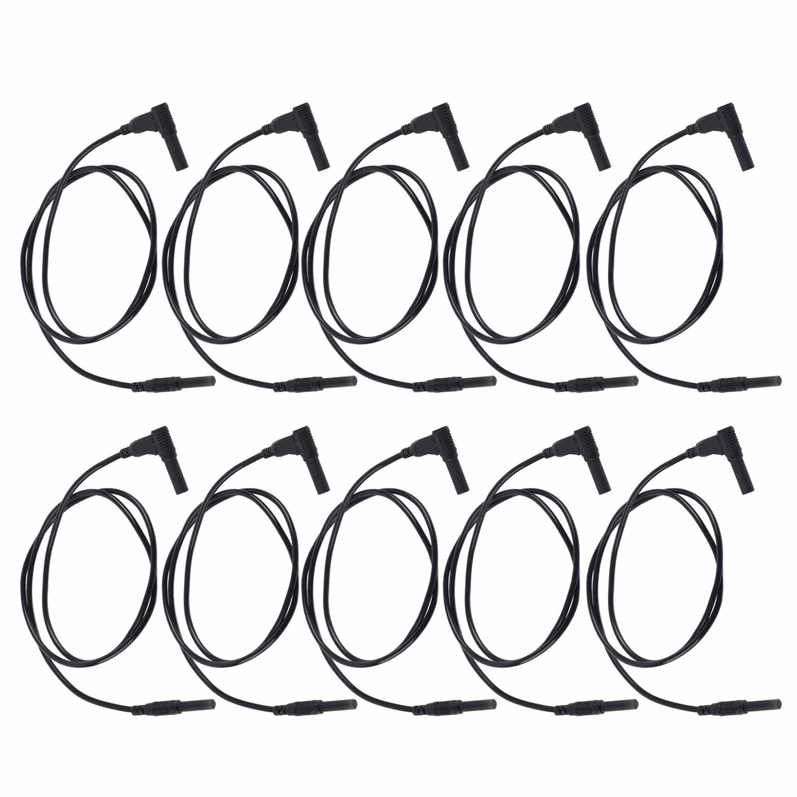 Packung Mit 10 Geraden Bananenstecker-messleitungen (stecker-stecker), Teleskopschutz J.70026, 4 Mm, Schwarz
