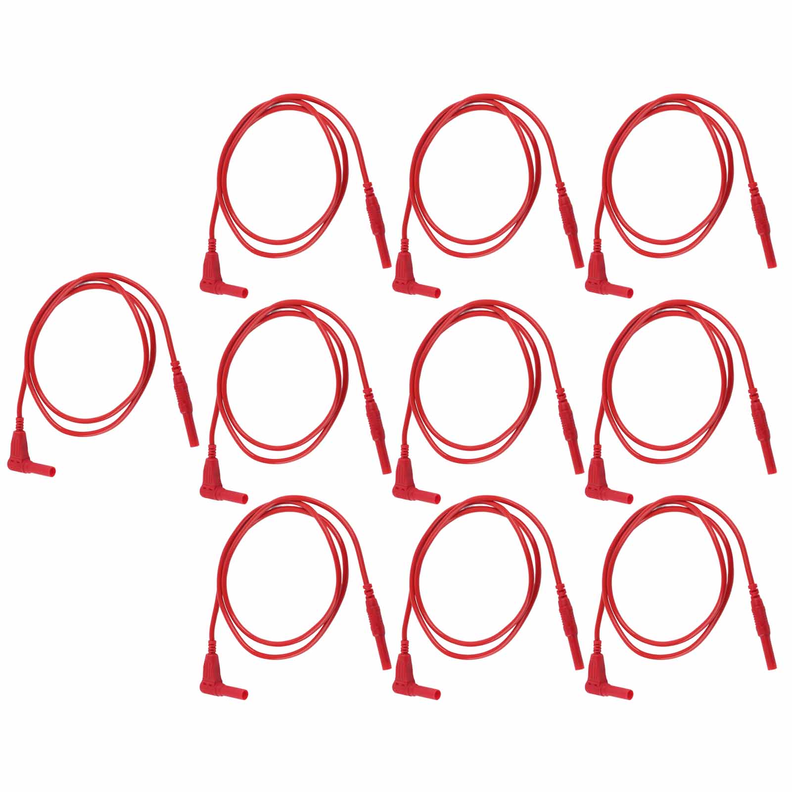 Satz Von 10 Bananenstecker-messleitungen (stecker Auf Stecker), Teleskopschutz, J.70026, 4 Mm, Rot, Für Elektrische Verbindungen.