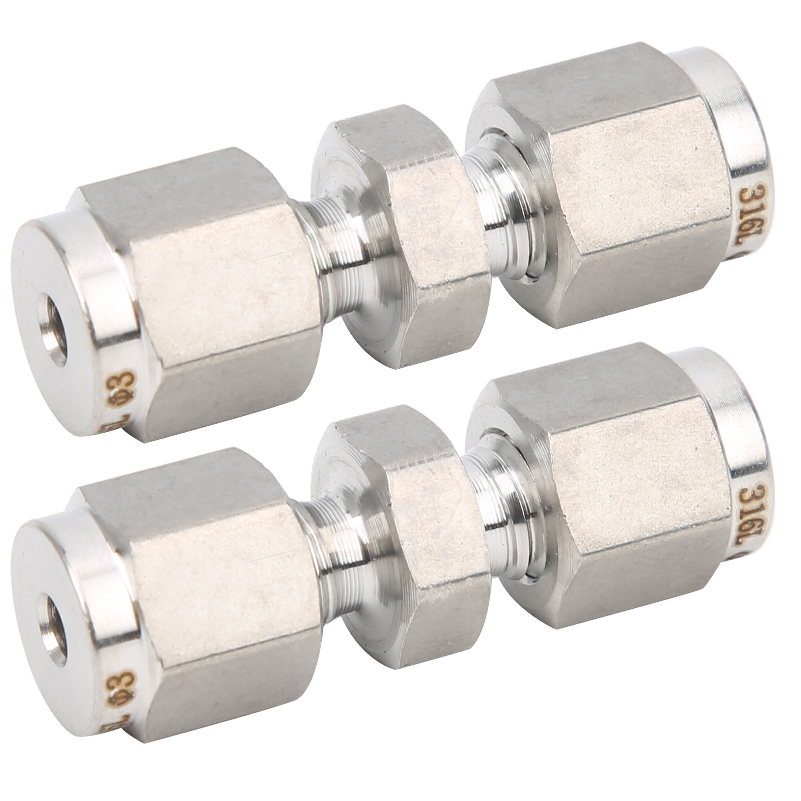 2-teilige Edelstahl-doppelklemmringverschraubung, Gerade, 3-mm-rohradapter, Robuste Verbindung