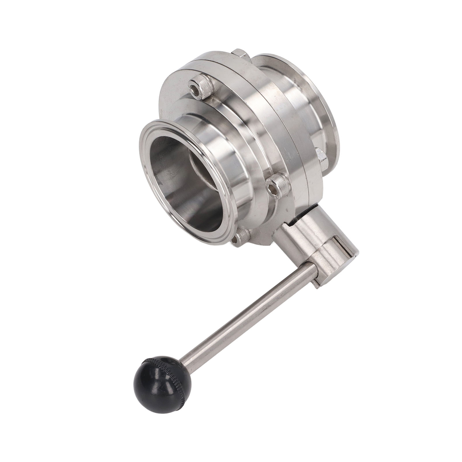 Sanitär-absperrklappe Aus Edelstahl Mit Tri-clamp-mechanismus, Handgriff, Silikondichtung, Ø Außen 63 Mm (2,48 Zoll)