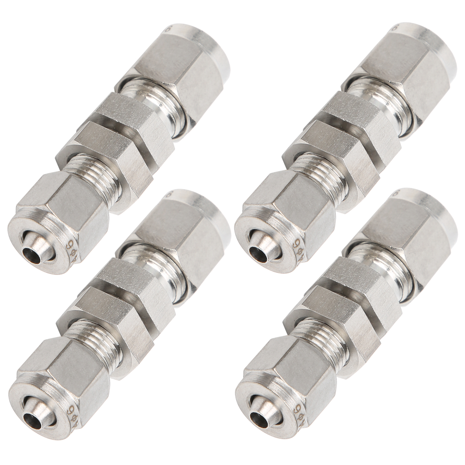 Gerade 2-klick-verschraubung Aus Edelstahl 304, 4 Stück, Kompressionsverbinder Für Ø6x4 Rohr, Auslaufsichere Innenhülse, Hydraulikadapter.