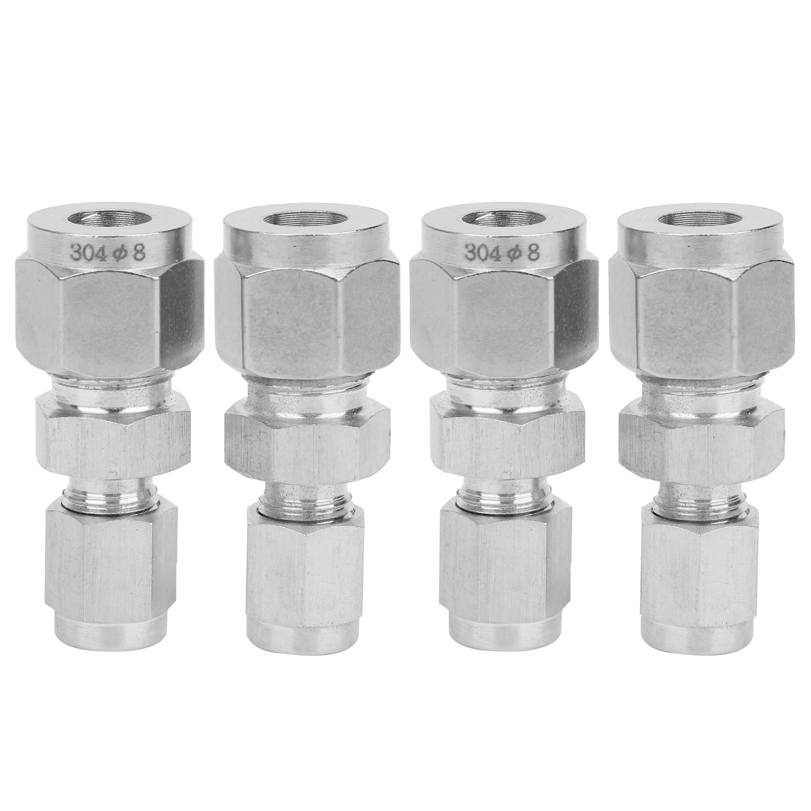 4-teilige Edelstahl-klemmringverschraubung, Doppelklemmring-konverteradapter Ø4/ø8, Edelstahl-rohrverschraubung Für Hydraulik- Und Pneumatikleitungen.