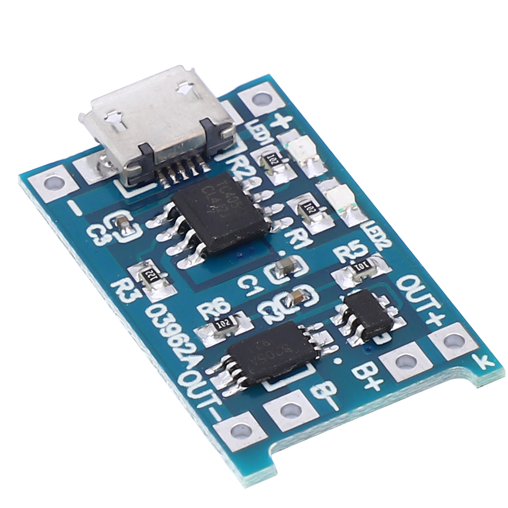 18650 Lithium-akku-ladegerät Mit Micro-usb-anschluss (5 V, 1 A) Und Schutzschaltung, Lipo-lademodul Mit Schutzschaltung, 10er-packung