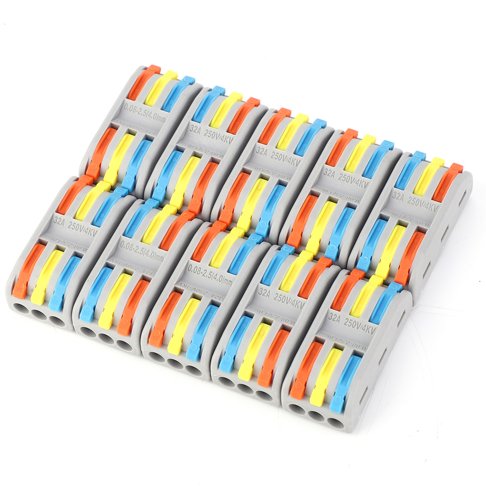 Pct3-3 Schnellverbinder, 10 Stück, 3 Eingänge, 3 Ausgänge, Elektrische Anschlussklemme, Mehrfarbig