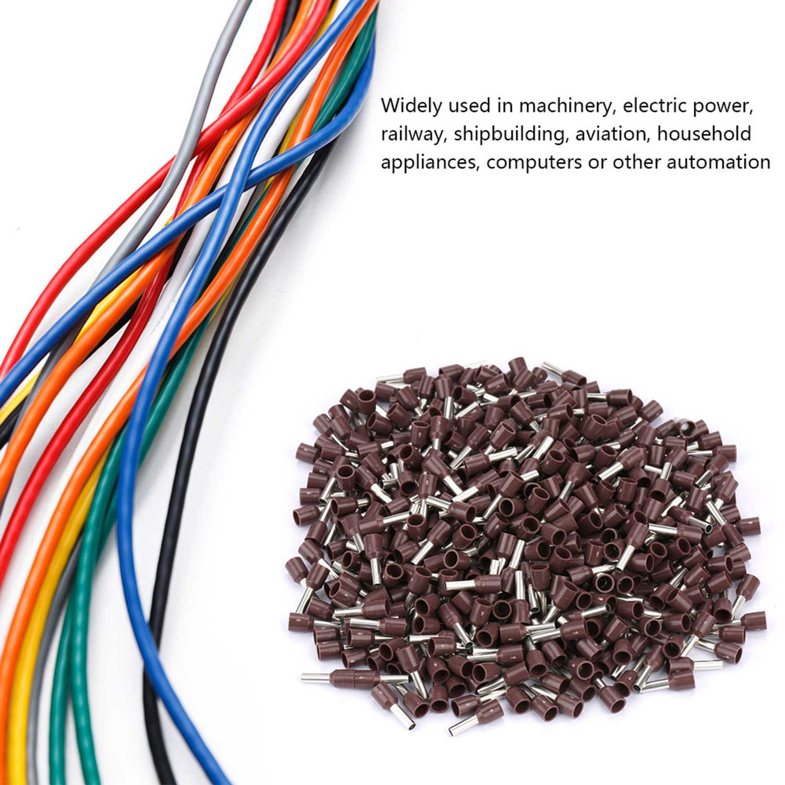 Satz Mit 500 E2508 Crimp-anschlüssen, Isolierten Rohren, Braunen Kabelverbindern