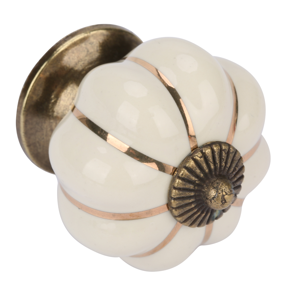 Schubladengriff Aus Keramik In Kürbisform, Europäischer Knauf Für Möbel, Schränke Und Kommoden, Beige
