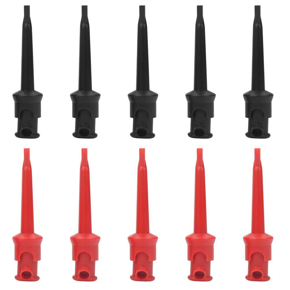 Packung Mit 10 P5002-prüfklemmen Für Multimeter, Smd/smt-ic-messhaken, D20-kabel, Lötzinn, Schwarz Und Rot