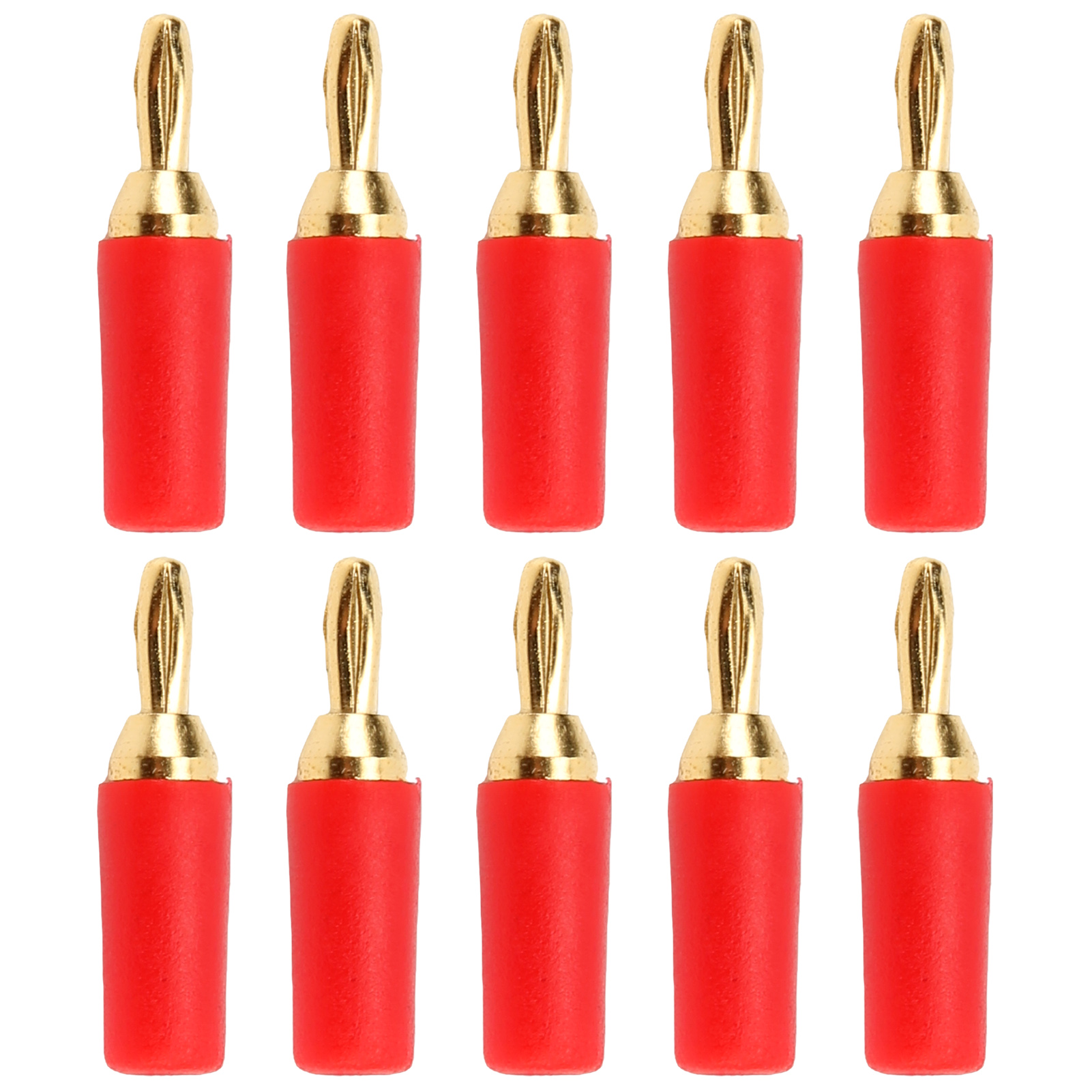 10 Stück J.10007 Bananenstecker 2,5 Mm, Vergoldetes Messing, Prüfgeräteanschluss, Rot