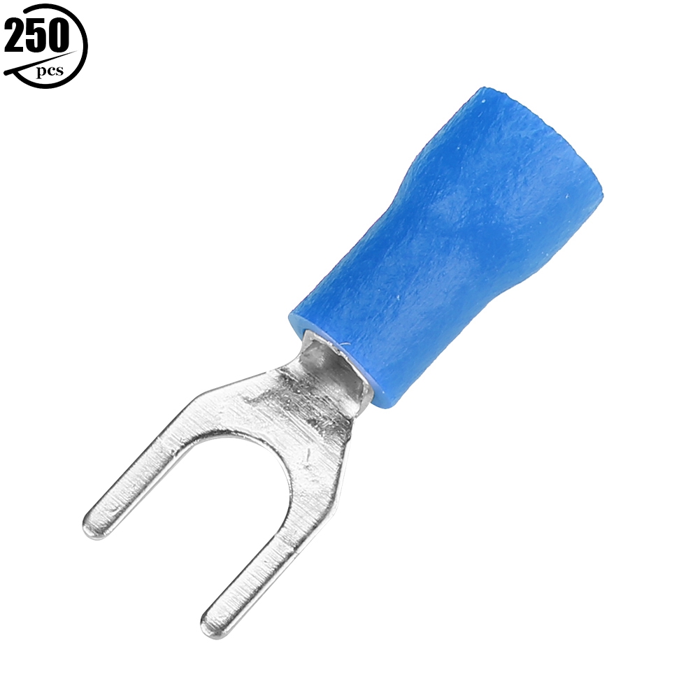 250 Isolierte Crimp-elektroklemmen, Blaue Gabelverbinder, Packung Mit 250 Stück