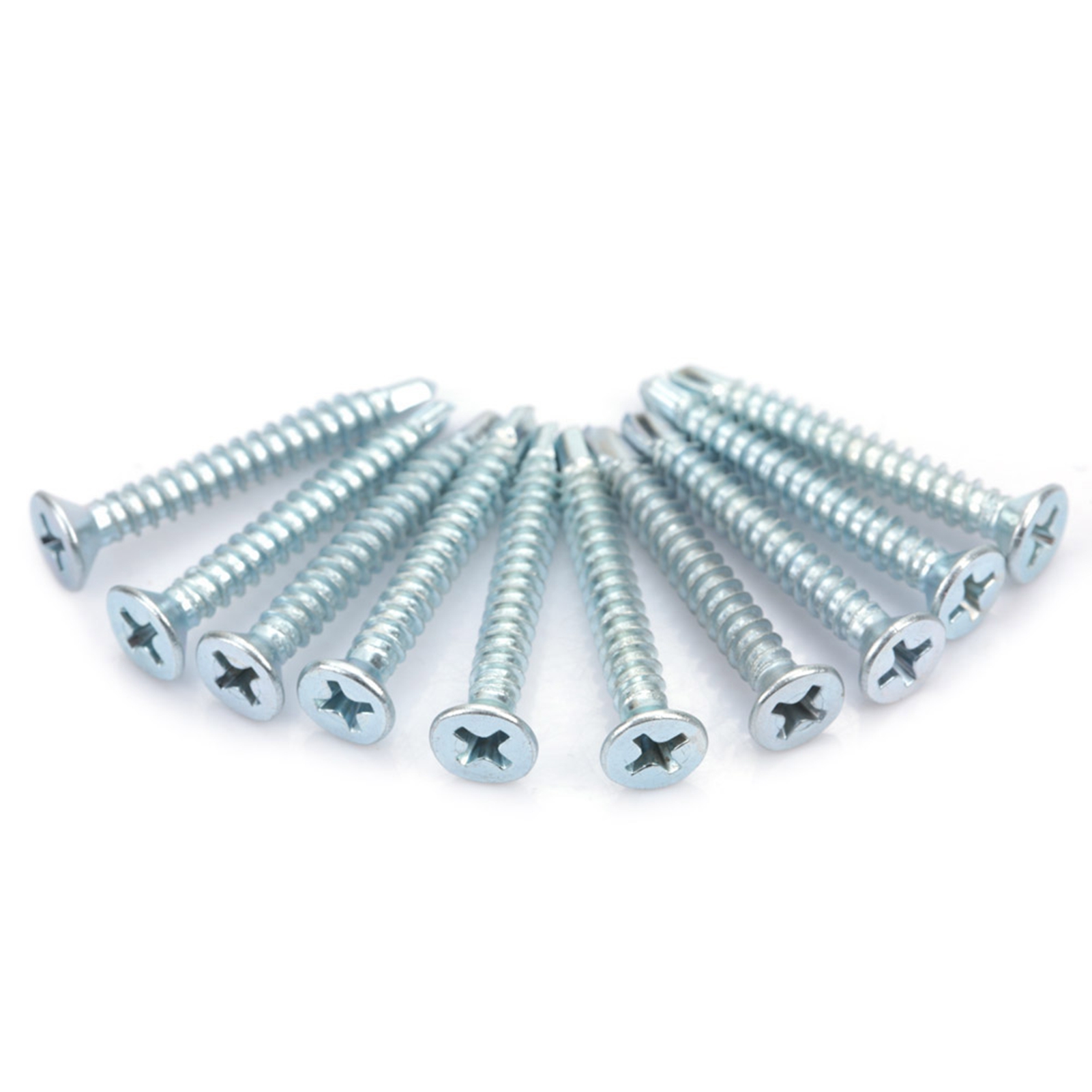 Packung Mit 50 Selbstbohrenden Und Selbstschneidenden Schrauben Mit Senkkopf M4.2 Und Bohrspitze, 38 Mm Länge, Für Metall Und Holz