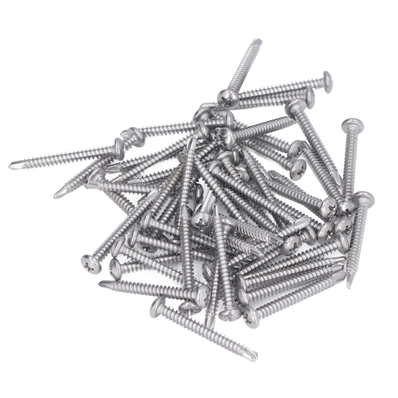 M4.2x38 Edelstahlschraube, Runder Kreuzkopf, Packung Mit 100 Stück, Selbstbohrend Für Maschinen, Edelstahlbefestigungselement, Profischraube.