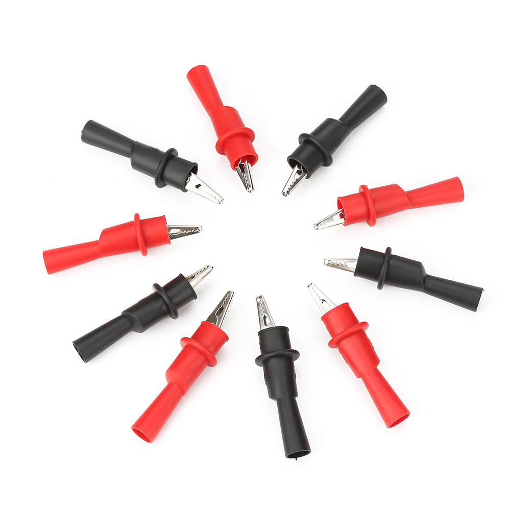 Packung Mit 10 Isolierten Krokodilklemmen P2008 Aus Metall, Elektrisches Prüfzubehör Für Multimeter