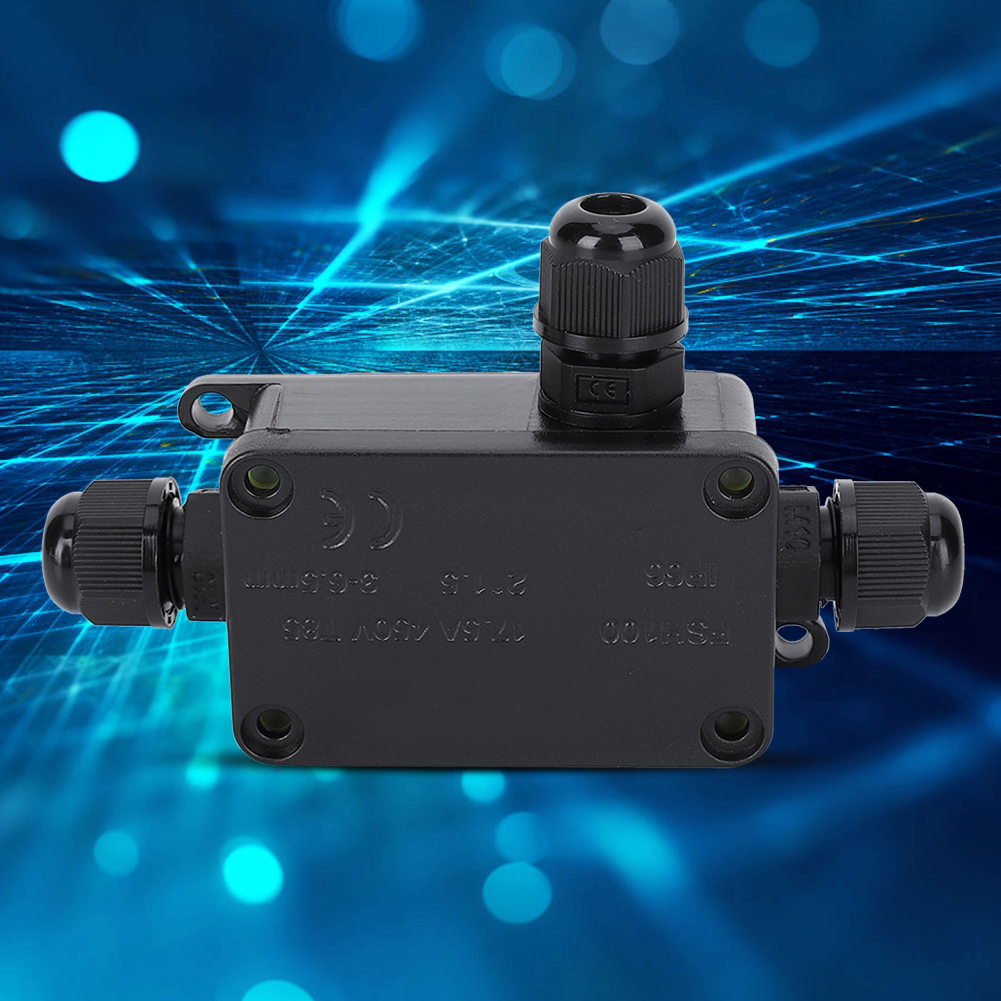 Schwarze, Wasserdichte Ip66-anschlussdose, Mini-pc-box Mit 1 Eingang Und 2 Ausgängen, Für Den Außenbereich, 3-6,5 Mm Kabel, Wetterfester Elektrischer Anschluss.