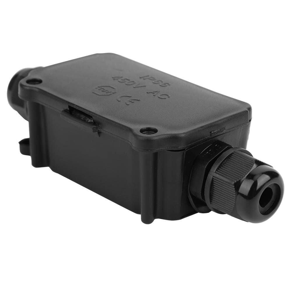 Schwarze, Wasserdichte 2-wege-anschlussdose Ip66, Staubdichte Verteilerdose Für Elektrische Kabel, Wasserdichter Außenstecker, Robuste Anschlussdose.