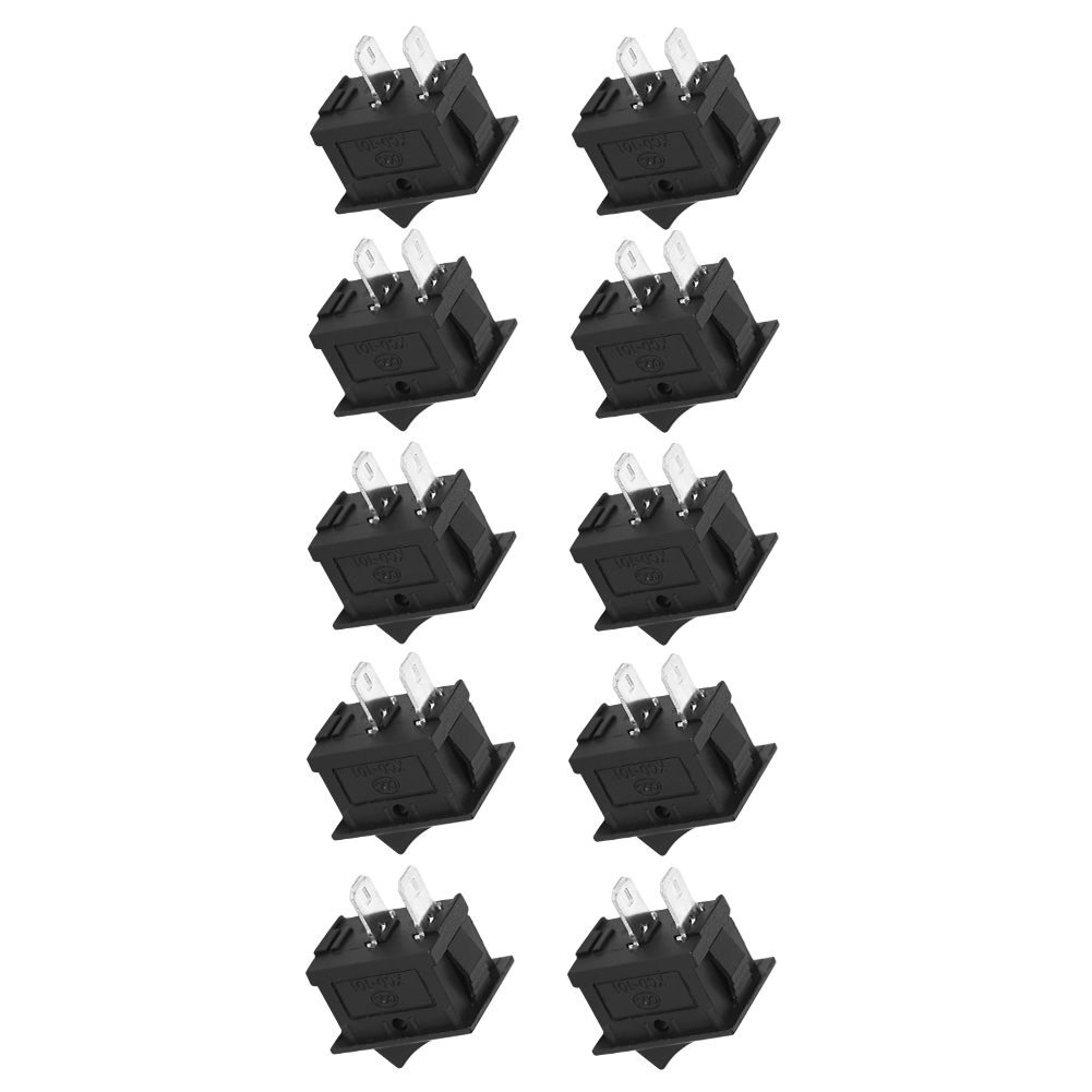 10-teiliger Wippschalter Kcd1-101, Schwarz, 2 Positionen Ein/aus, Industriekunststoffzubehör, Ein/aus-druckknopf, Elektrisches Bauteil.