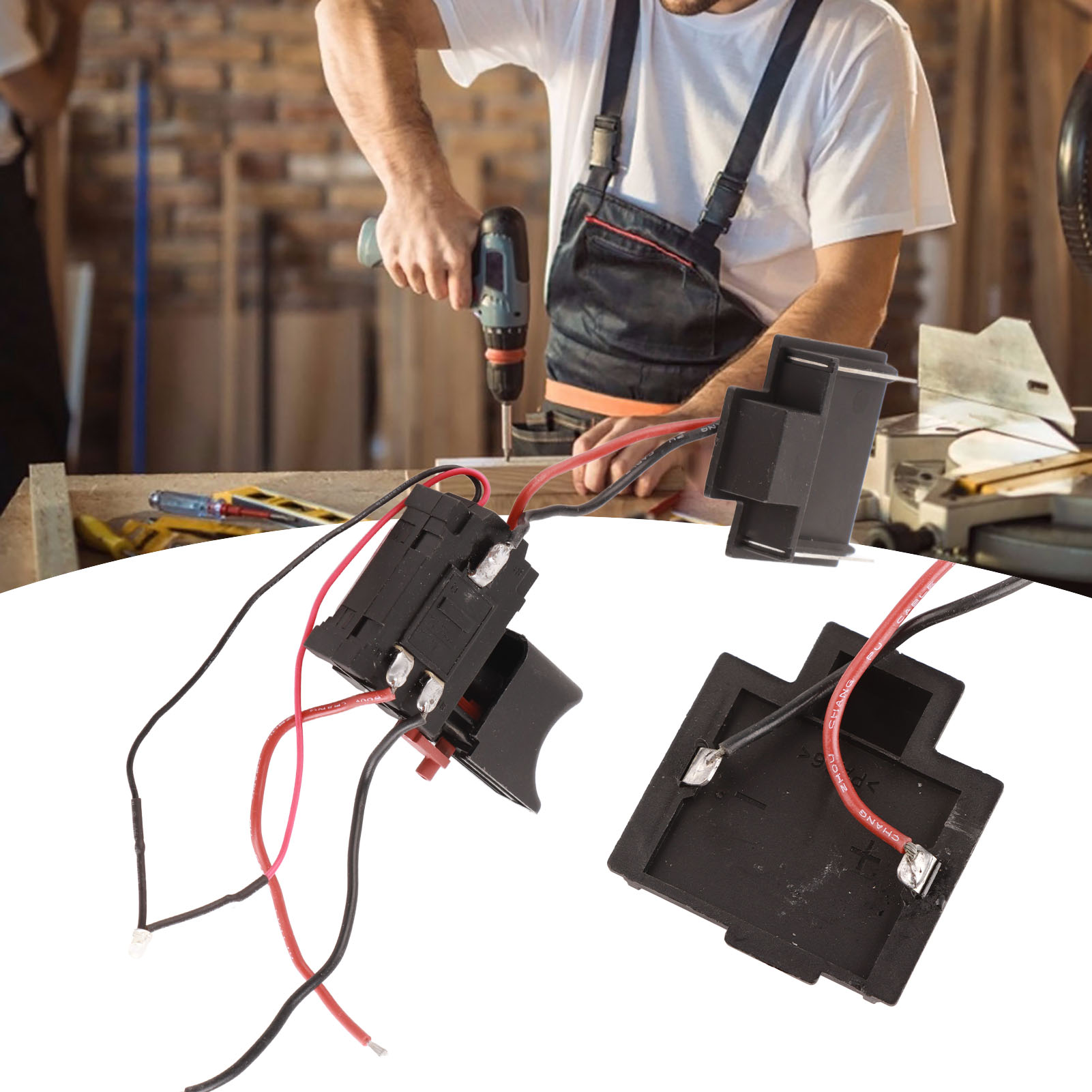 Elektrische Bohrmaschine Mit Schwarzem Auslöseschalter, Einstellbarer Drehzahl, Rechts-/linkslauf, 7,2–24 V Gleichstrom