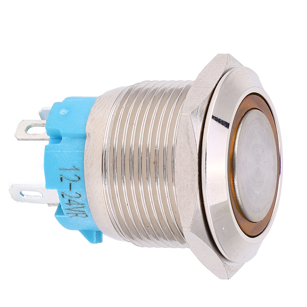 19 Mm 12-24 V Dc 1no 4-poliger Gelber Metall-druckknopf Mit Verriegelungsmechanismus (2er-pack)