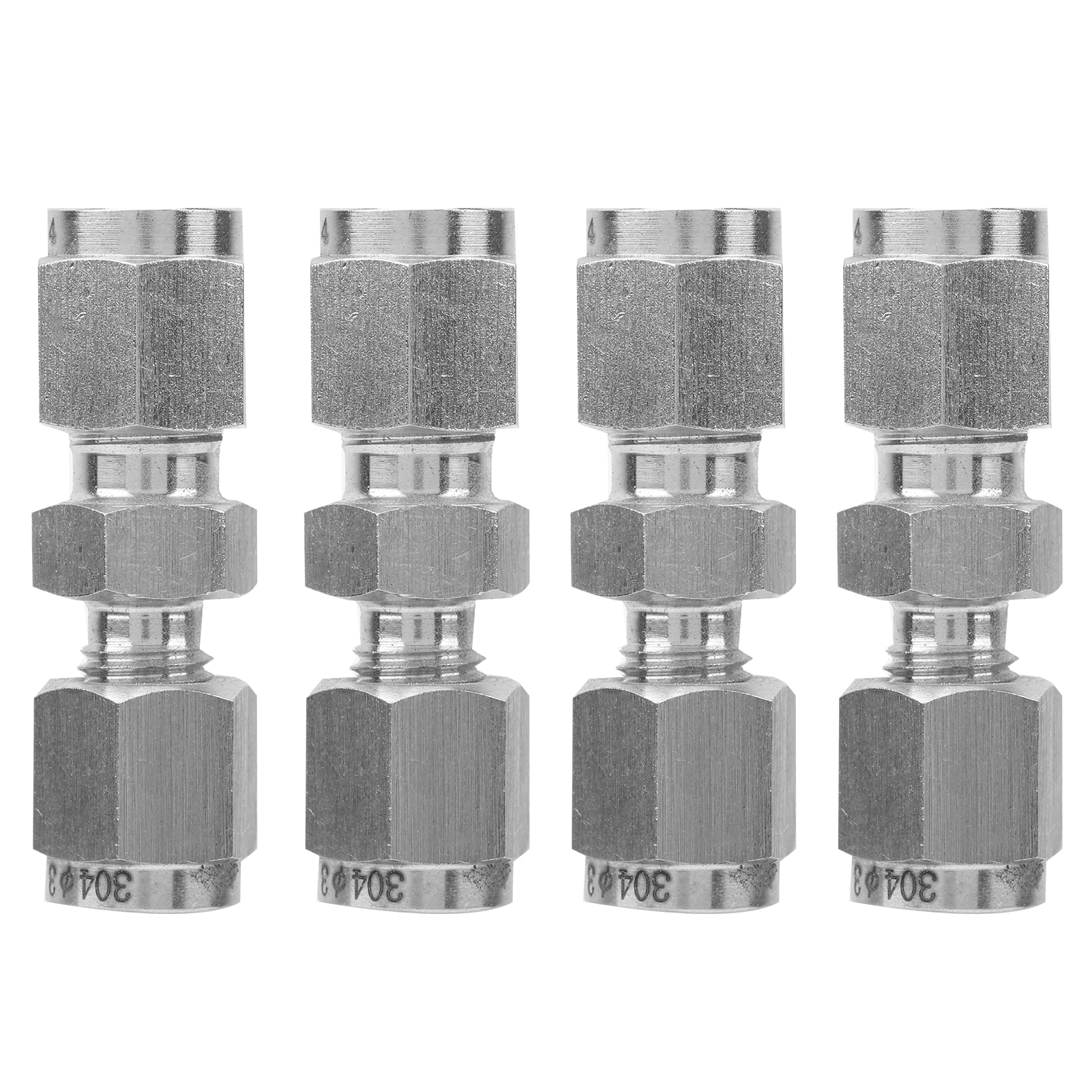 4-teiliges Doppelring-reduzierstück, Gerader Rohrverbinder Aus Edelstahl 304, Ф3/ф4 Gerade Verschraubung, Edelstahl-rohrverbinder Zur Reduzierung.