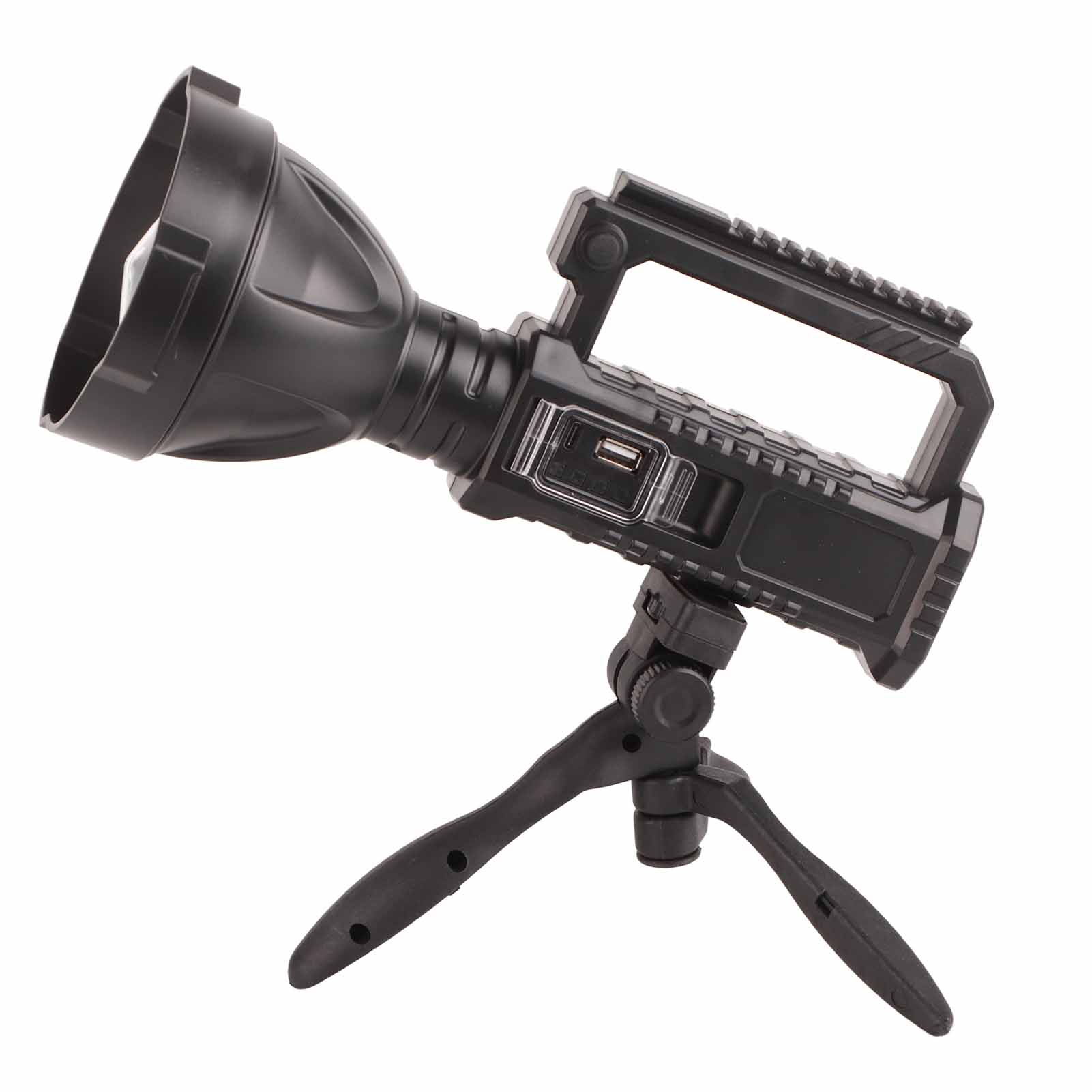 Wiederaufladbare Led-taschenlampe Mit Großer Reichweite, Usb-wiederaufladbar, Kompakte Outdoor-taschenlampe Mit Stativ